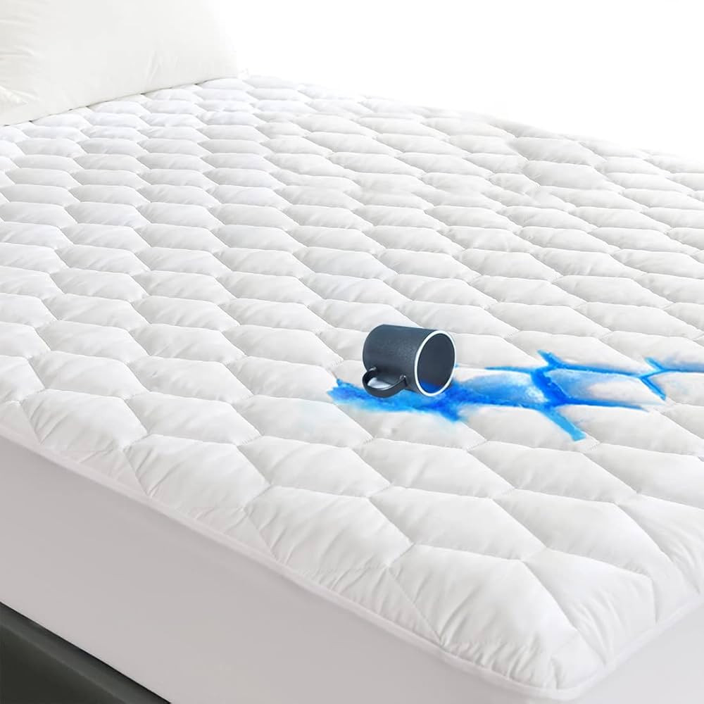 GRT Twin Size Quilted Fitted Mattress Pad, 100% Waterproof Breathable Mattress Protector, Noisele... | Amazon (US)