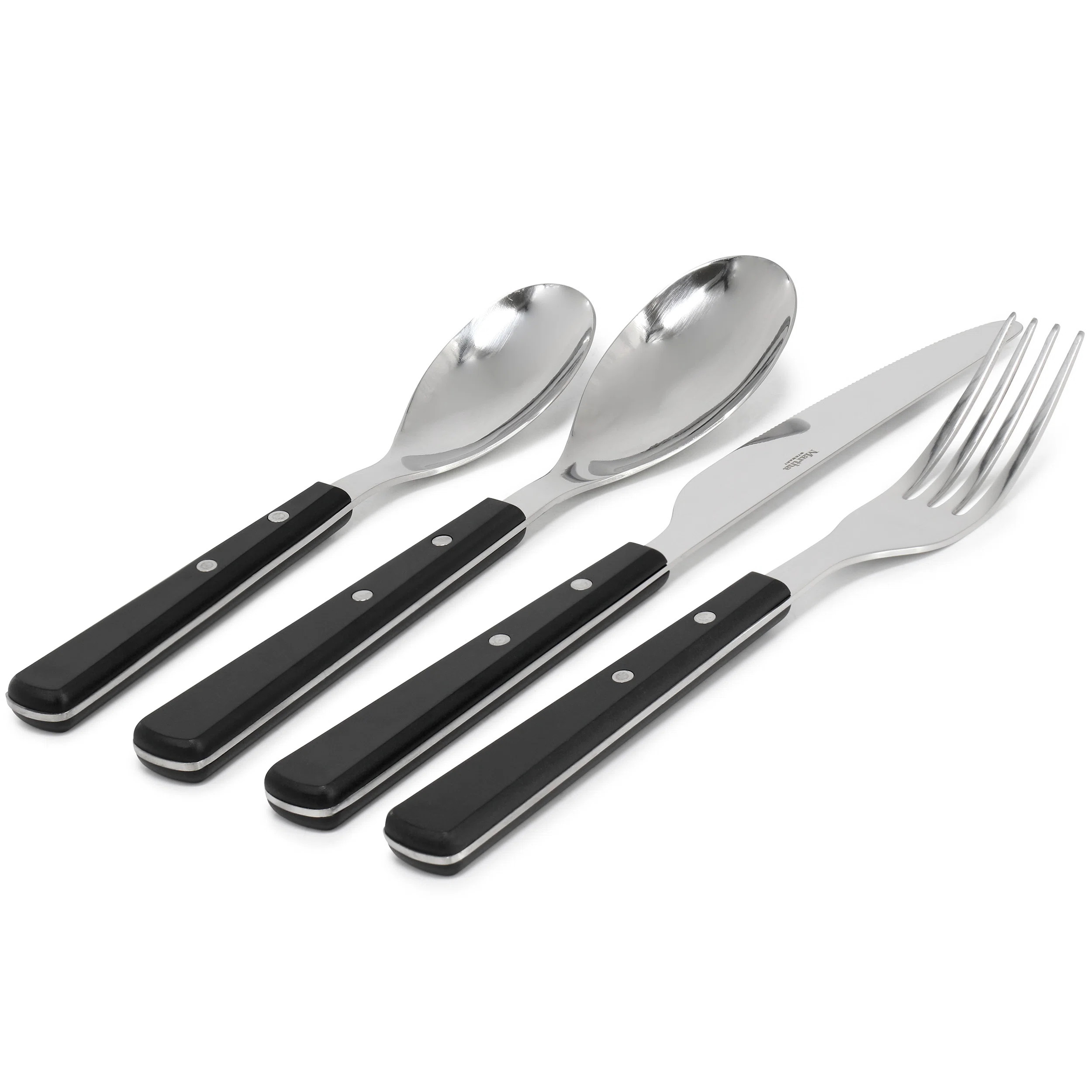 Martha Stewart Garden Cottage 16 Piece Stainless Steel Flatware Set in Black (Set of 4) | Wayfair North America