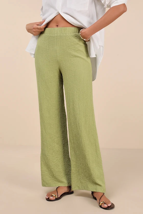 Easygoing Energy Light Green Textured High-Rise Pants | Lulus