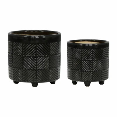Two Ceramic Pot Planters, Flower Planter For Home | Wayfair North America