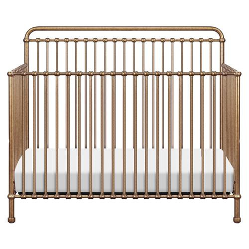 Namesake Winston French Vintage Gold Steel 4-in-1 Convertible Crib | Kathy Kuo Home