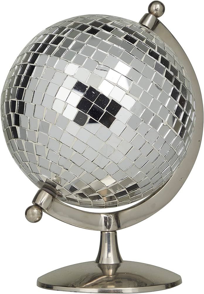 The Novogratz Stainless Steel Disco Ball Style Globe, 8" x 7" x 10", Silver | Amazon (US)