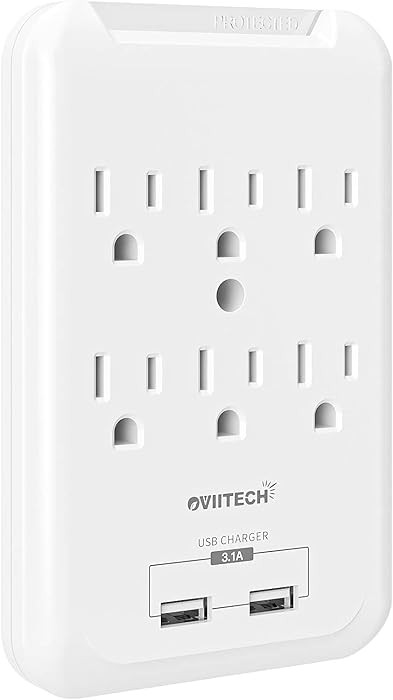 OviiTech Multi-Function Wall Mount Adapter, Surge Protector Charging Station, Dual 3.1AMP USB Cha... | Amazon (US)