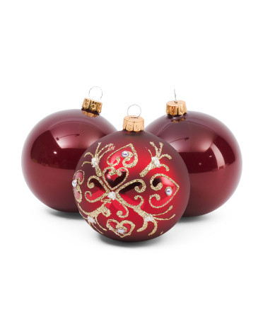 Made In Poland Set Of 3 Handmade Glass Ornaments | TJ Maxx