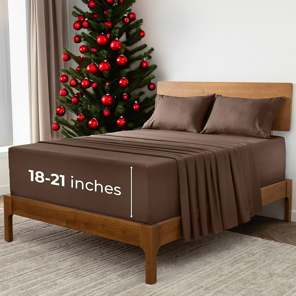 Mellanni Extra Deep King Sheets - 4 PC Iconic Collection Bedding Sheets & Pillowcases - Hotel Lux... | Amazon (US)