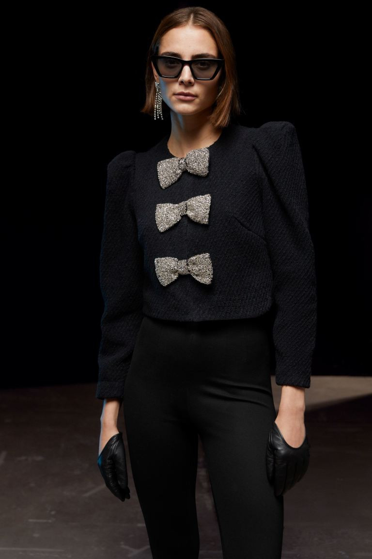 Sparkling-Bow Tweed Jacket | H&M (UK, MY, IN, SG, PH, TW, HK)