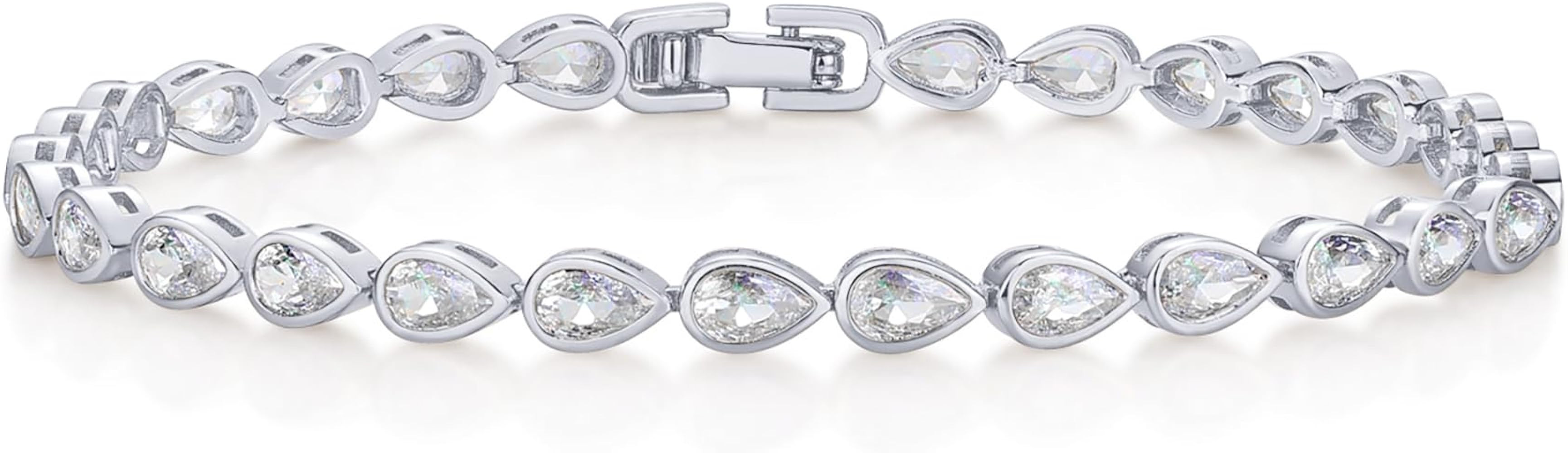 PAVOI 14K Gold Plated Tennis Bracelets for Women - Bezel Set Cubic Zirconia Bracelet - Simulated ... | Amazon (US)