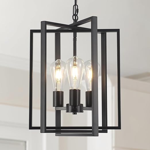 Black Farmhouse Modern Chandelier Light Fixture for Dining Room, 3 Light Rustic Kitchen Island Me... | Amazon (US)