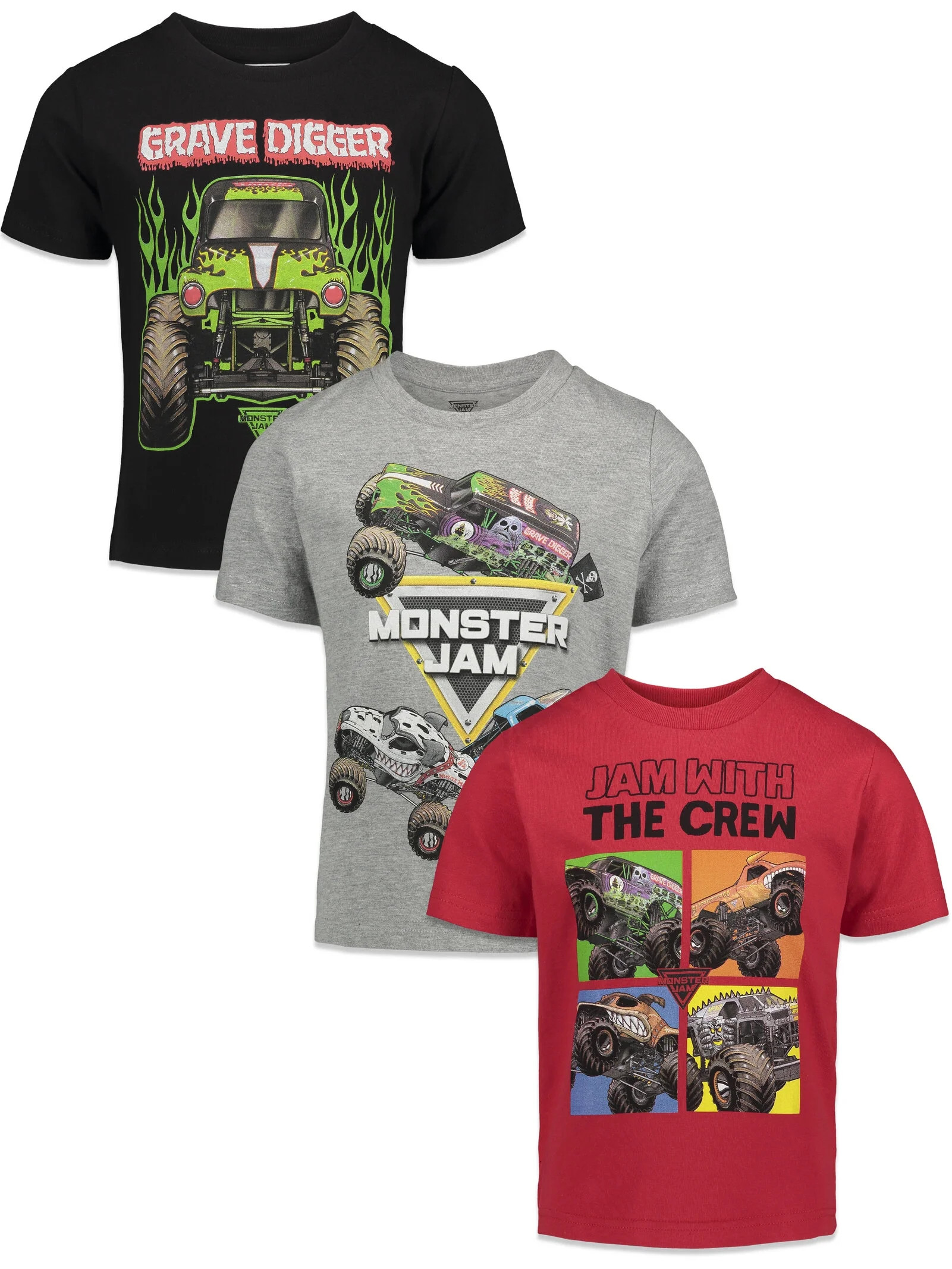 Monster Jam Grave Digger El Toro Loco Monster Mutt Toddler Boys 3 Pack T-Shirts Toddler to Big Ki... | Walmart (US)