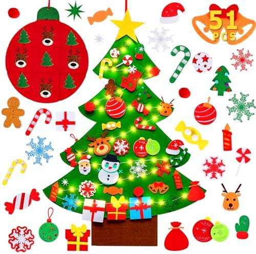 Max Fun DIY Felt Christmas Tree for Toddlers with 49 Christmas Ornaments + Tic-Tac-Toe Games for ... | Amazon (US)