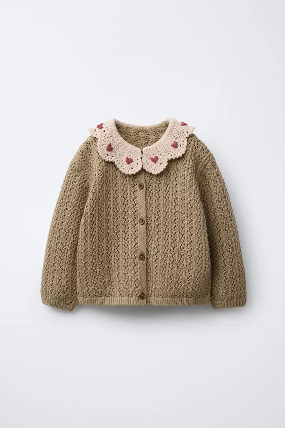 CROCHET COLLAR KNIT CARDIGAN | Zara US