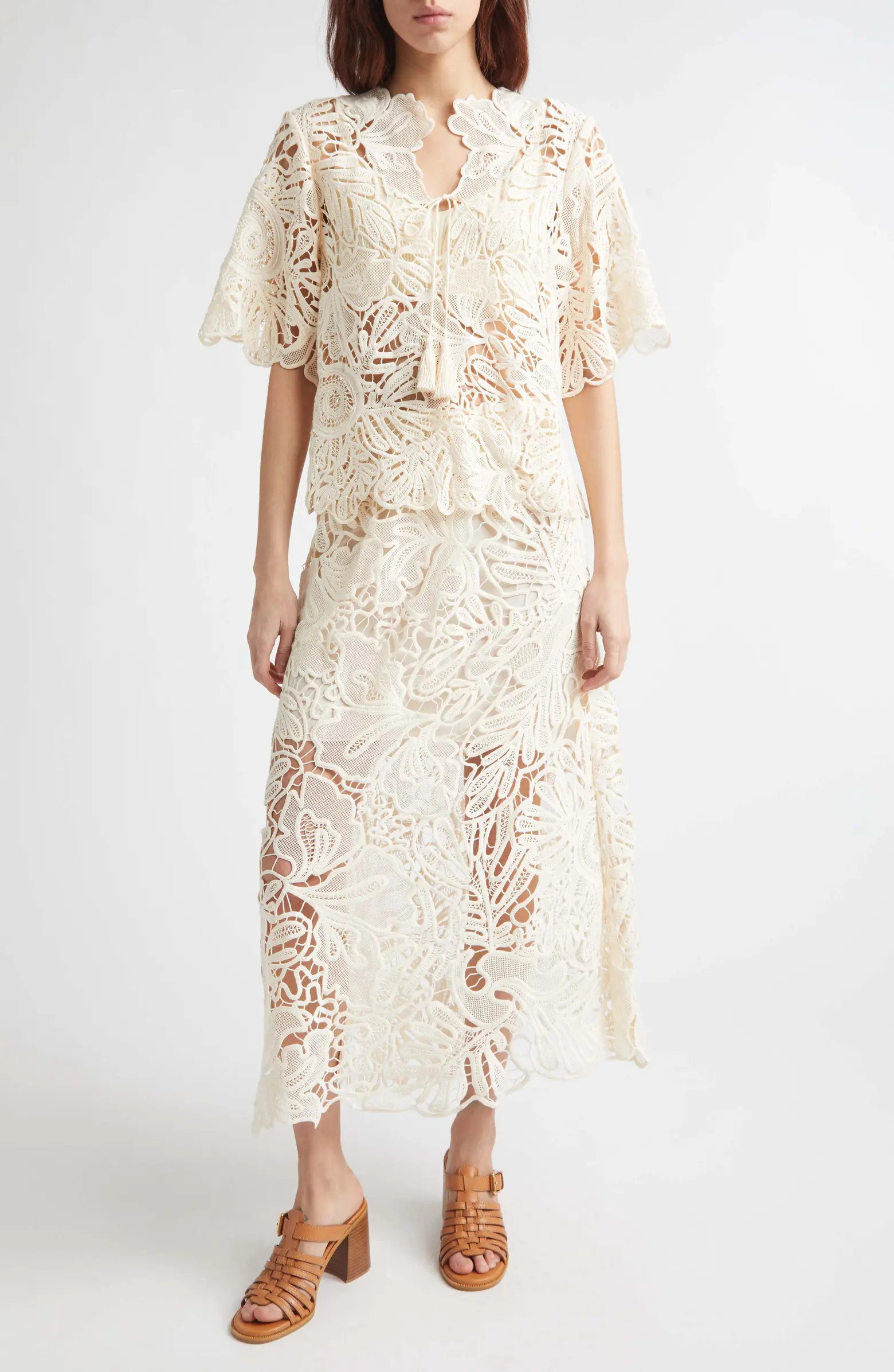 Gallina Corded Lace Midi Skirt | Nordstrom