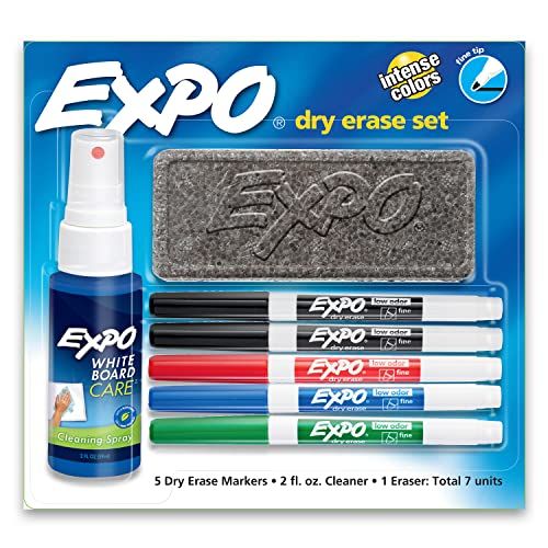 EXPO Low Odor Dry Erase Marker Starter Set, Fine Tip, Assorted Colors, 7-Piece Kit | Amazon (US)