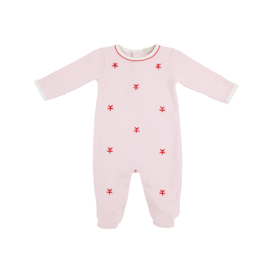 Rock Me Romper - Palm Beach Pink with Present Embroidery | The Beaufort Bonnet Company