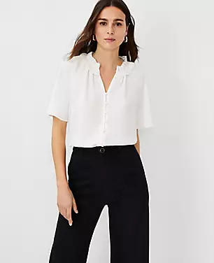 Ruffle Raglan Sleeve Top | Ann Taylor (US)