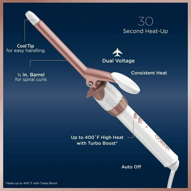 Conair Double Ceramic Curling Iron, 0.5-inch, Rose Gold, CD699GN | Walmart (US)