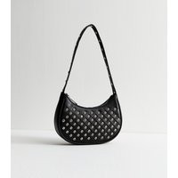 Black Diamanté Stud Shoulder Bag New Look | New Look (UK)
