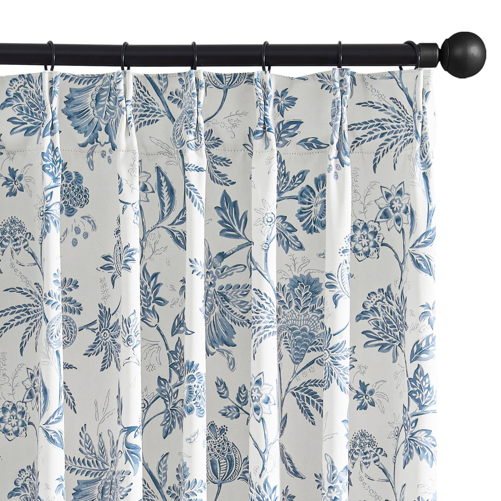 jinchan Pinch Pleated Curtains Blackout Floral Curtains for Bedroom Printed Flower Black Out Drap... | Amazon (US)