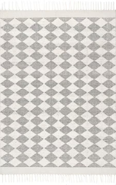 Gray Fractal Diamond Wool 5' x 8' Area Rug | Rugs USA