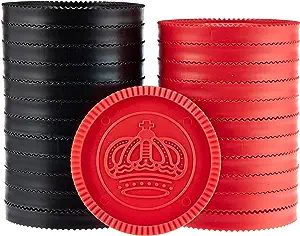 24 Jumbo Replacement Checkers - Extra Red/Black Interlocking Stackable Plastic Pieces for Board G... | Amazon (US)