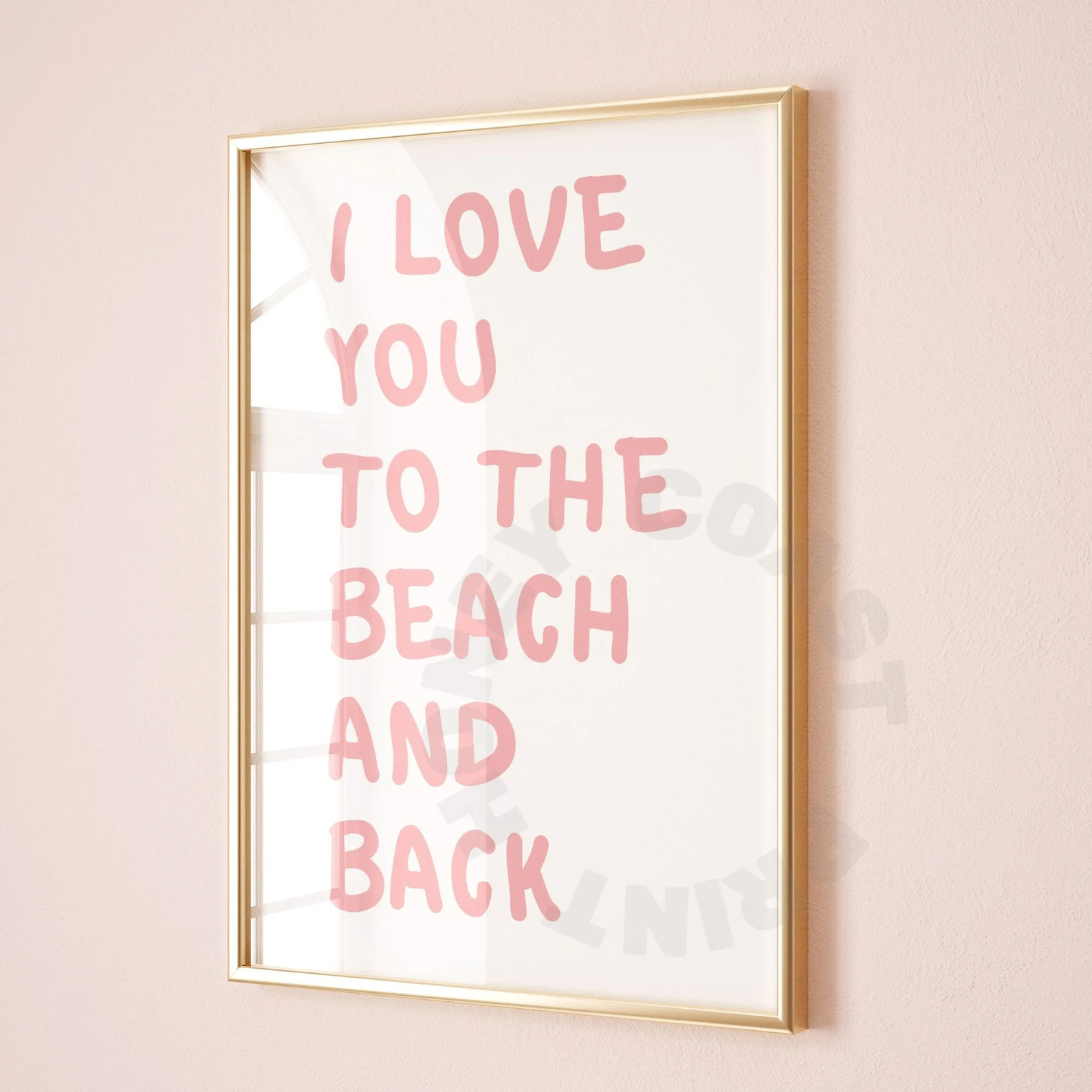 I Love You To The Beach And Back Typography Digital Print In Pastel Pink, Trendy Coastal Cowgirl ... | Etsy (Global)