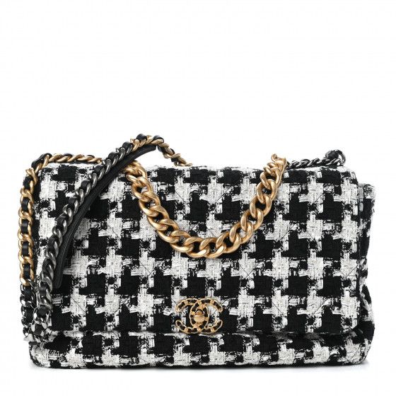 CHANEL

Tweed Quilted Maxi Chanel 19 Flap Black Ecru White | Fashionphile