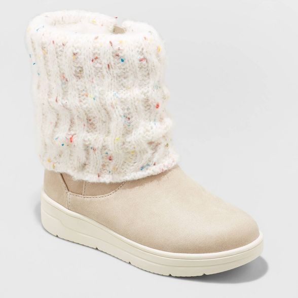 Girls' Thea Zipper Slip-On Winter Shearling Style Boots - Cat & Jack™ | Target