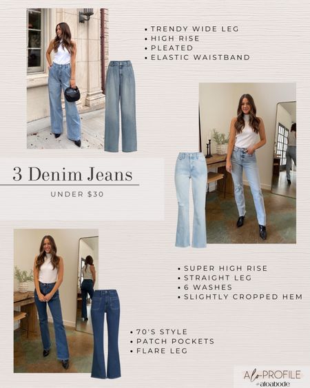 3 Pairs of jeans under $30! I love all of these & think they are 3 on trend styles you'll get so much good wear out of. Which is your fav?! I wear a size XS. 