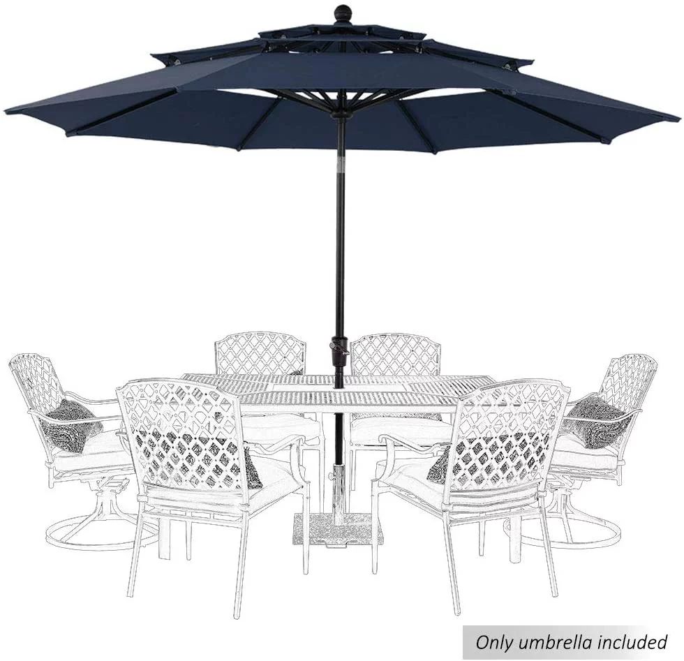 MF Studio 10ft Patio Umbrella Outdoor 3 Tier Vented Table Umbrella with 8 Sturdy Ribs (Dark Blue)... | Walmart (US)