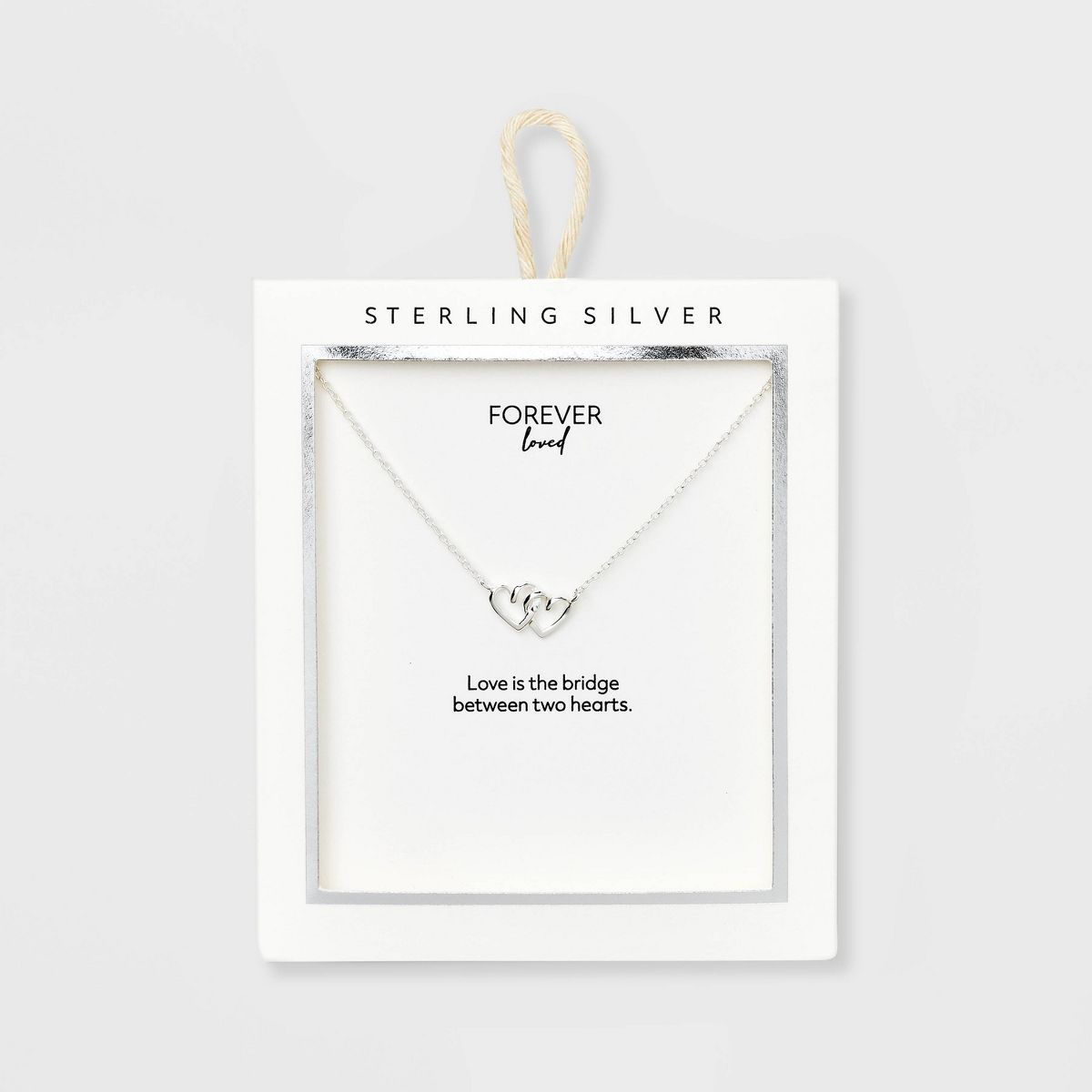 Sterling Silver Linked Double Open Heart Station Necklace - Silver | Target