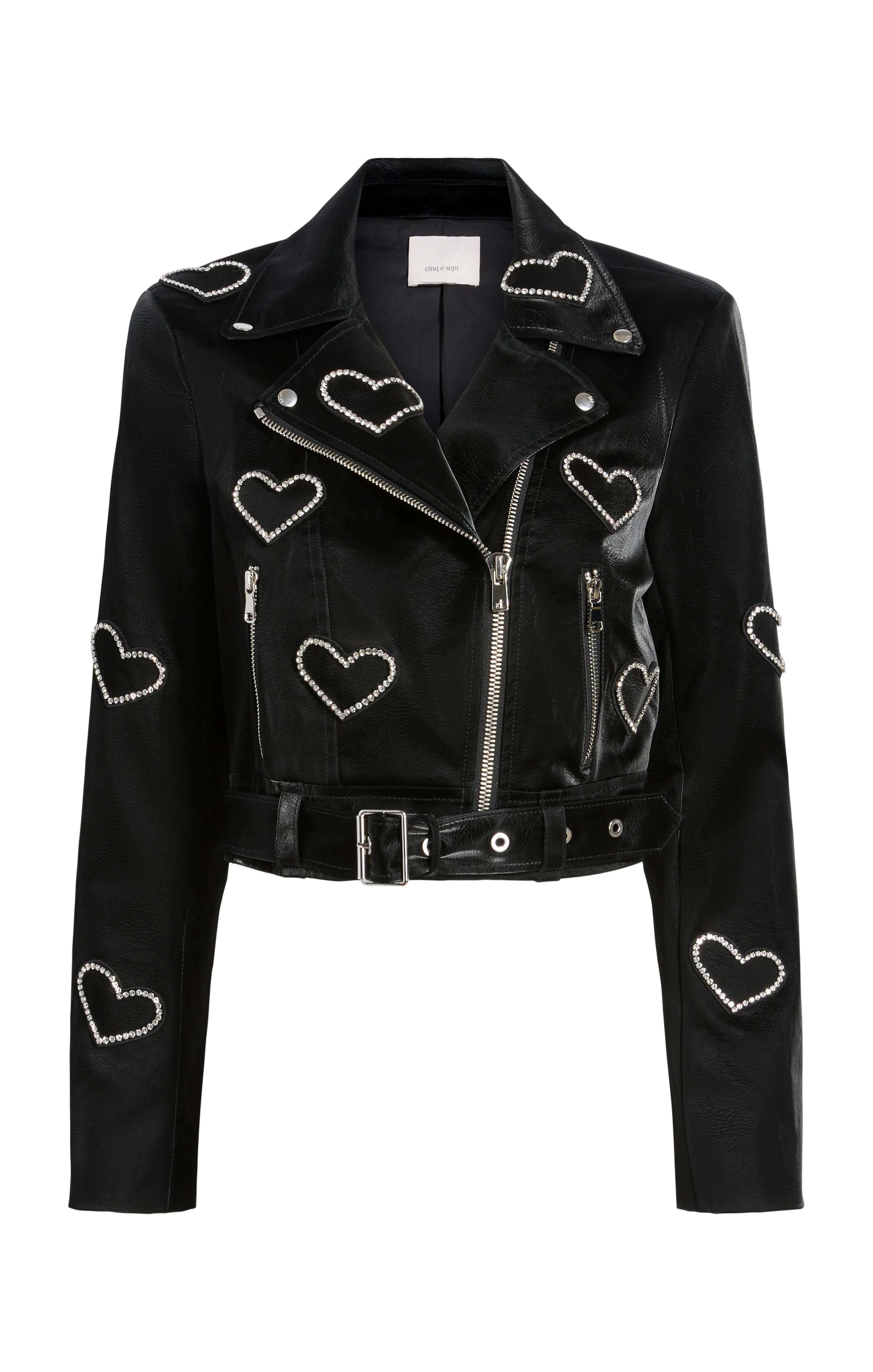 Rhinestone Hearts Zoe Jacket S / Black/Silver | Cinq à Sept