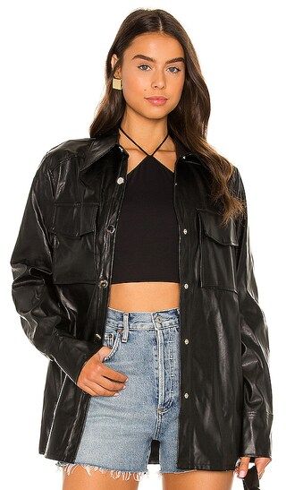 Lu Faux Leather Shacket in Black | Revolve Clothing (Global)