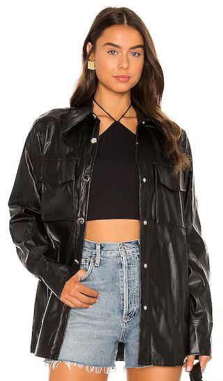 Lu Faux Leather Shacket in Black | Revolve Clothing (Global)