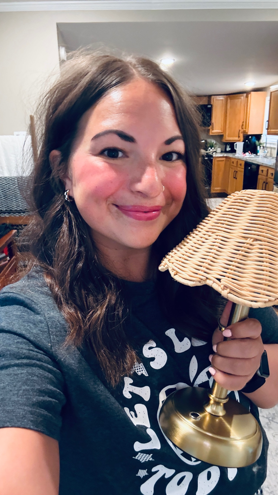 this little lamp made my bedroom feel instantly cozy ✨🧘🏽‍♀️🍃 the rattan shade gives the prettiest glow & matches my decor so well!