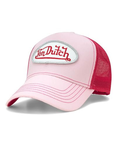 Von Dutch Unisex Trucker Hat - Curved Bill Mesh Back Retro Classic Adjustable Snapback Baseball Cap for Men and Women, Pink Tint | Amazon (US)