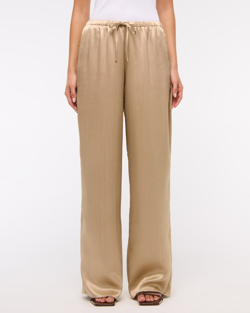 Women's Textured Satin Pull-On Pant | Women's Clearance | Abercrombie.com | Abercrombie & Fitch (US)