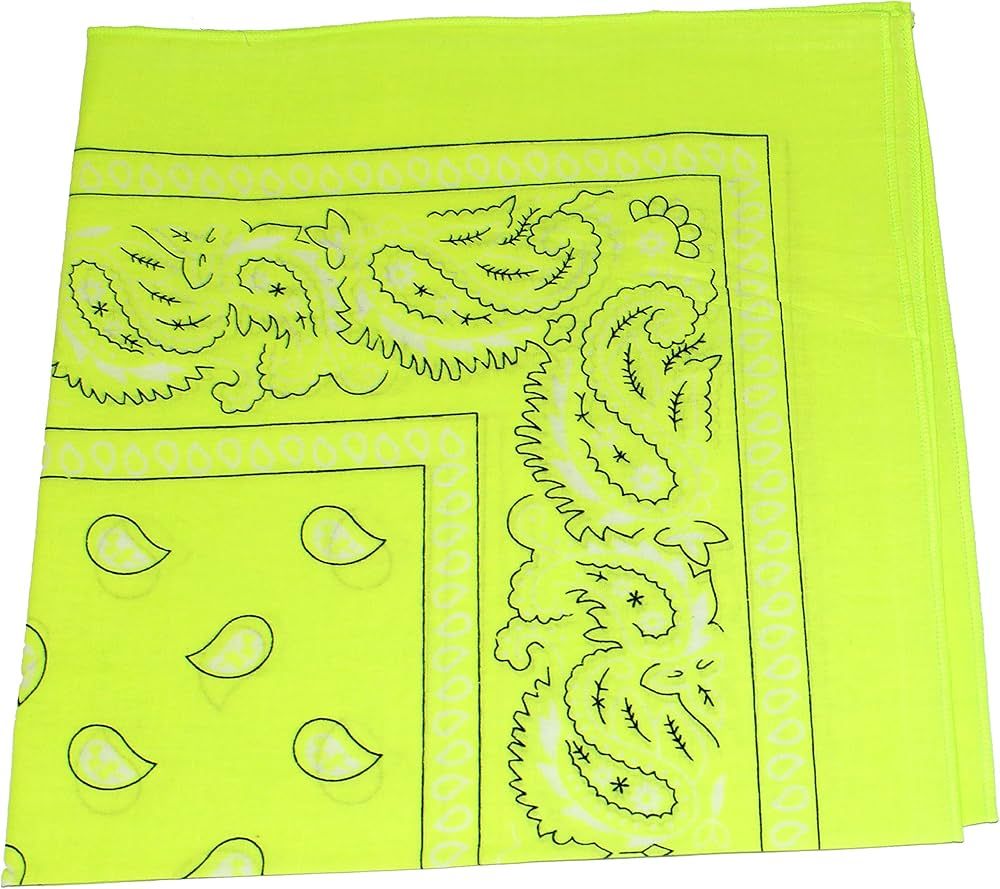 Qraftsy Neon Colors Paisley Bandana - Cotton - Available in 1 Pack or 3 Pack | Amazon (US)