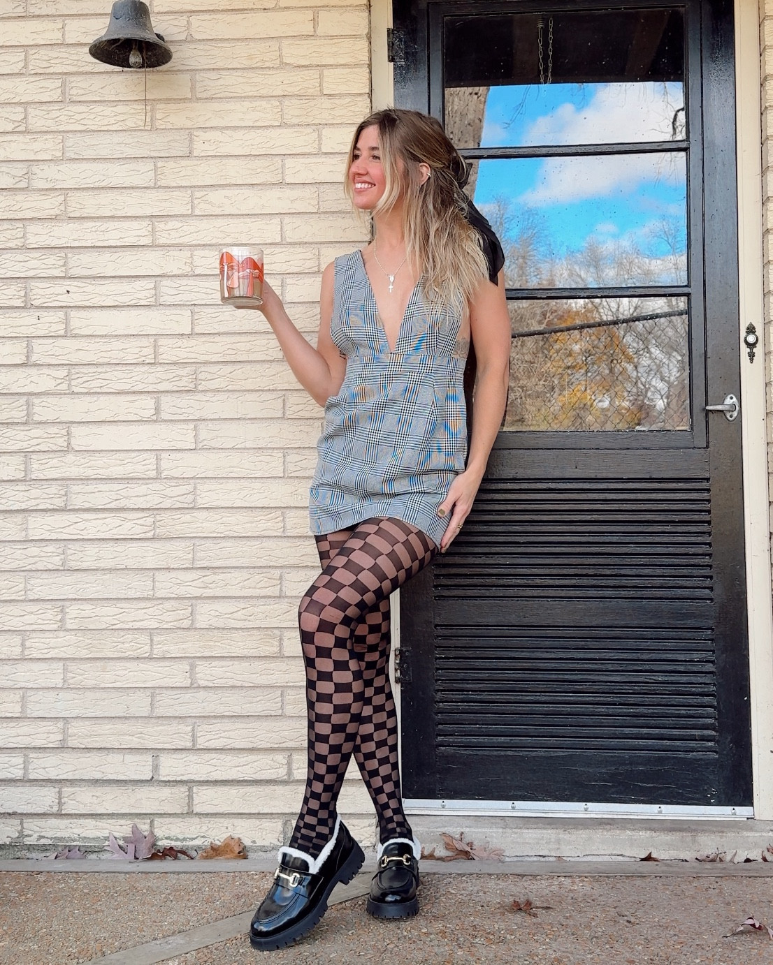 Tights are from free people no longer sold. I linked similar 🩶 Same with dress. 