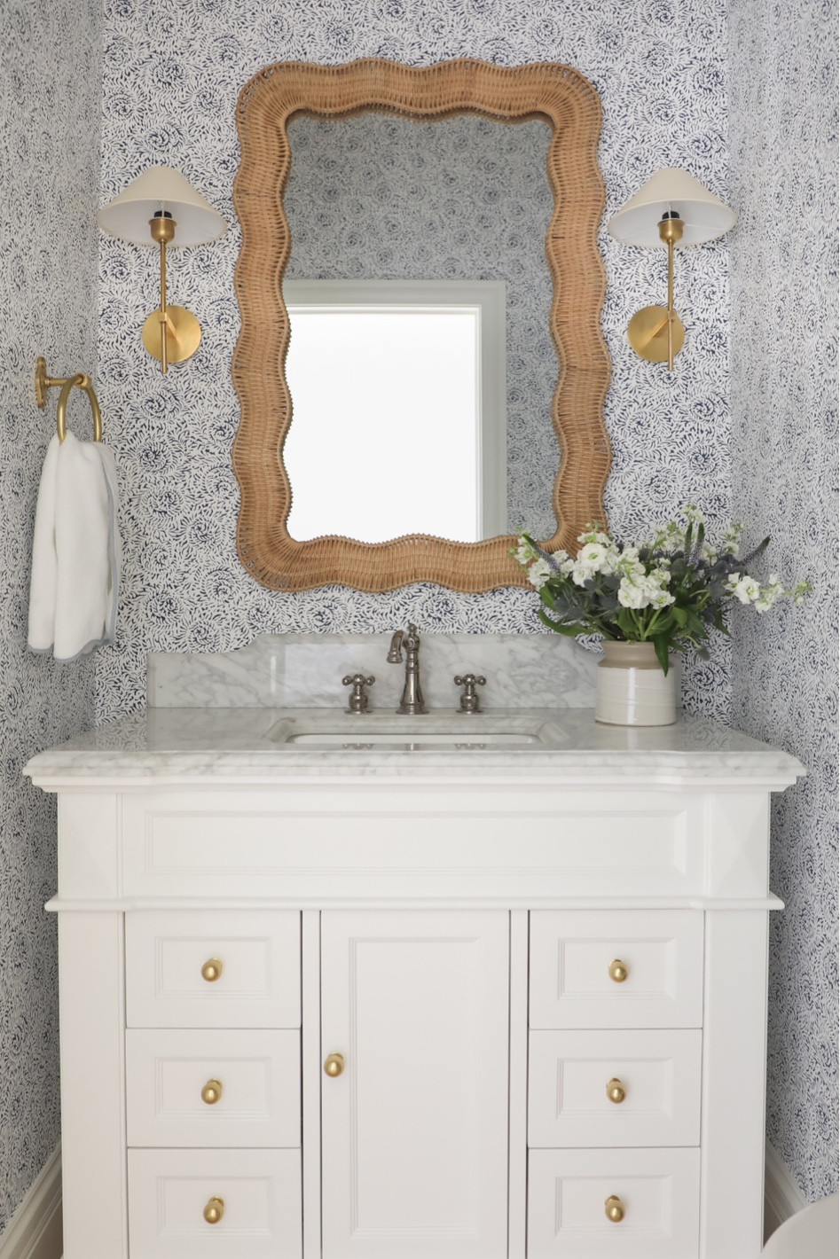 Bathroom decor, bathroom vanity, oak vanity, Home Depot, Wayfair, faucet, Kingston brass, Serena and lily wallpaper, home decor, spring decor, neutral decor 

#LTKhome #LTKsalealert #LTKstyletip
