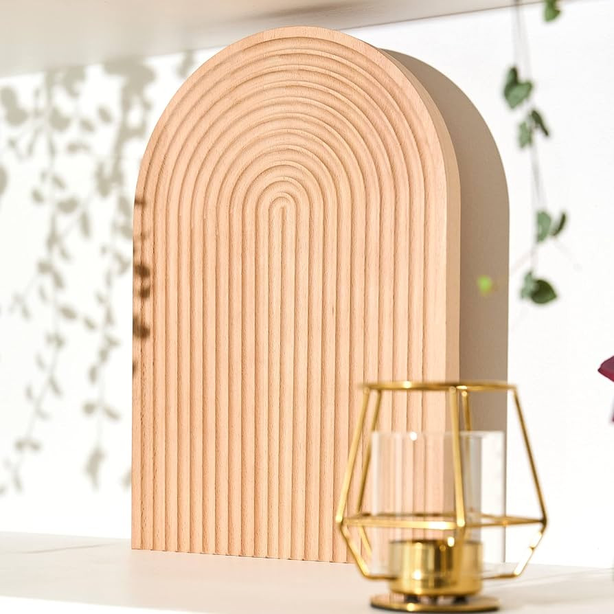 SOUL MAMA Decorative Wood Serving Board - Beech Arch Wood Tray Cutting Boards for Kitchen, Unique... | Amazon (US)