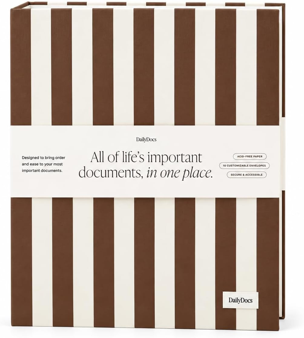 Document Organizer Binder for Important Papers & Passports, Biscotti | Amazon (US)