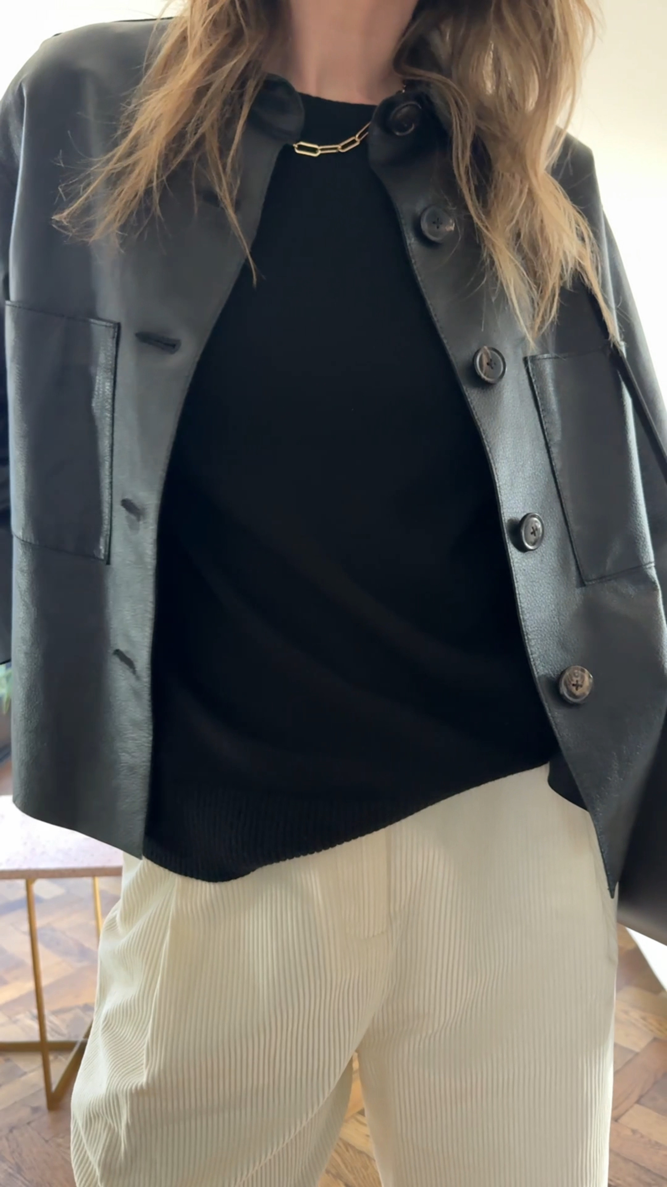 An alternative outfit to jeans | white cords + leather jacket + loafers | Arket bag | White trousers | casual outfit 

#LTKspring #LTKuk #LTKstyletip