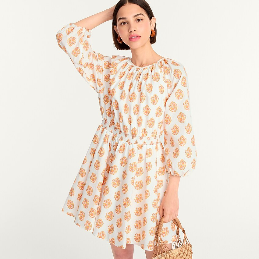 Smocked-waist mini dress in gathered floral block print | J. Crew US