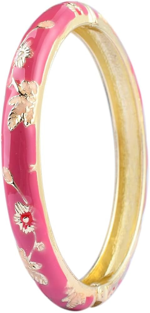 Vintage Flower Bangle Chinoiserie Cloisonne Bracelet For Women Summer Elegant Vibrant Ethnic Jewe... | Amazon (US)
