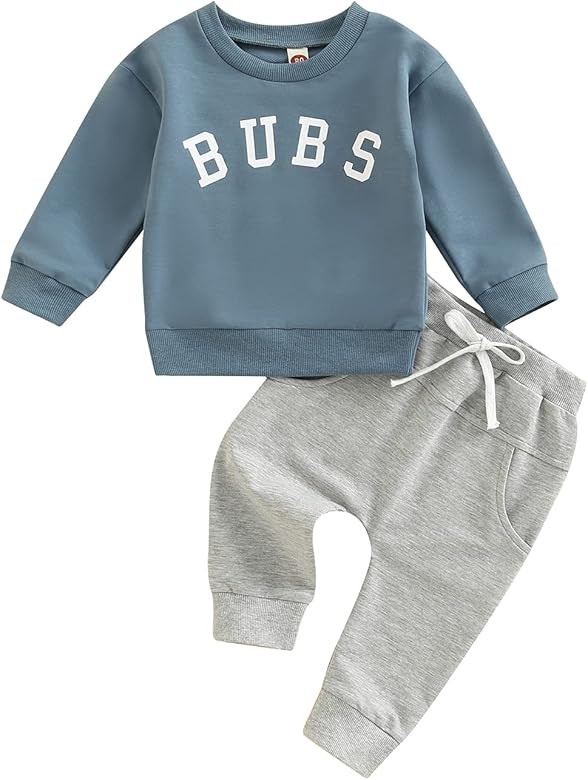 BemeyourBBs Toddler Baby Boy Fall Winter Clothes Funny Letter Long Sleeve Sweatshirt and Pants Se... | Amazon (US)