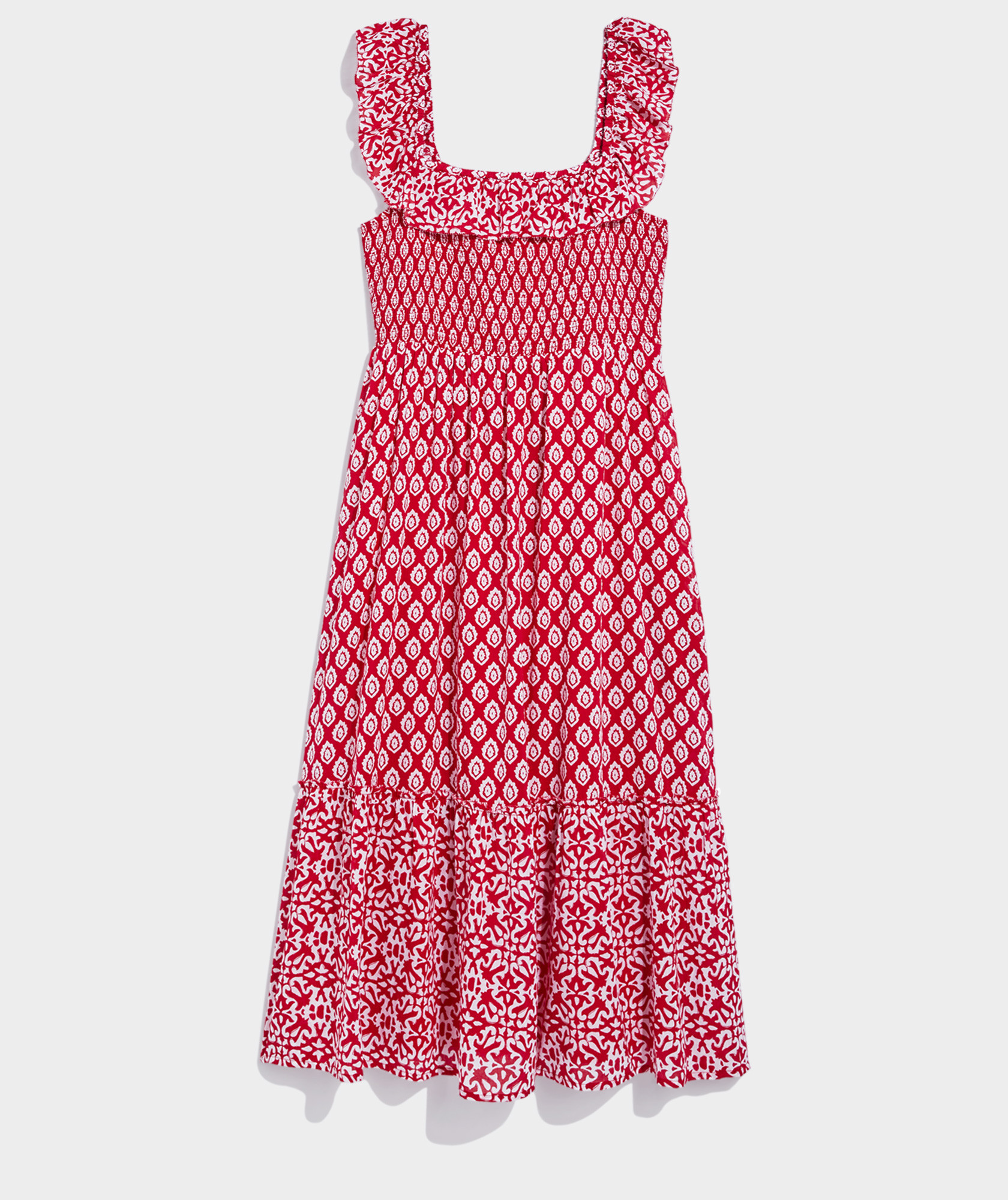 Vineyard Tile Smocked Midi Dress | vineyard vines
