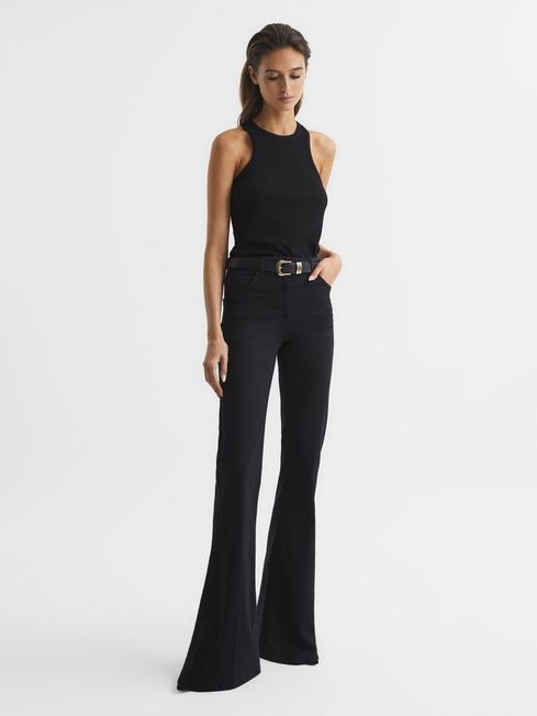 Reiss White Mirabel Ribbed Jersey Racer Tank Top | Reiss (UK)