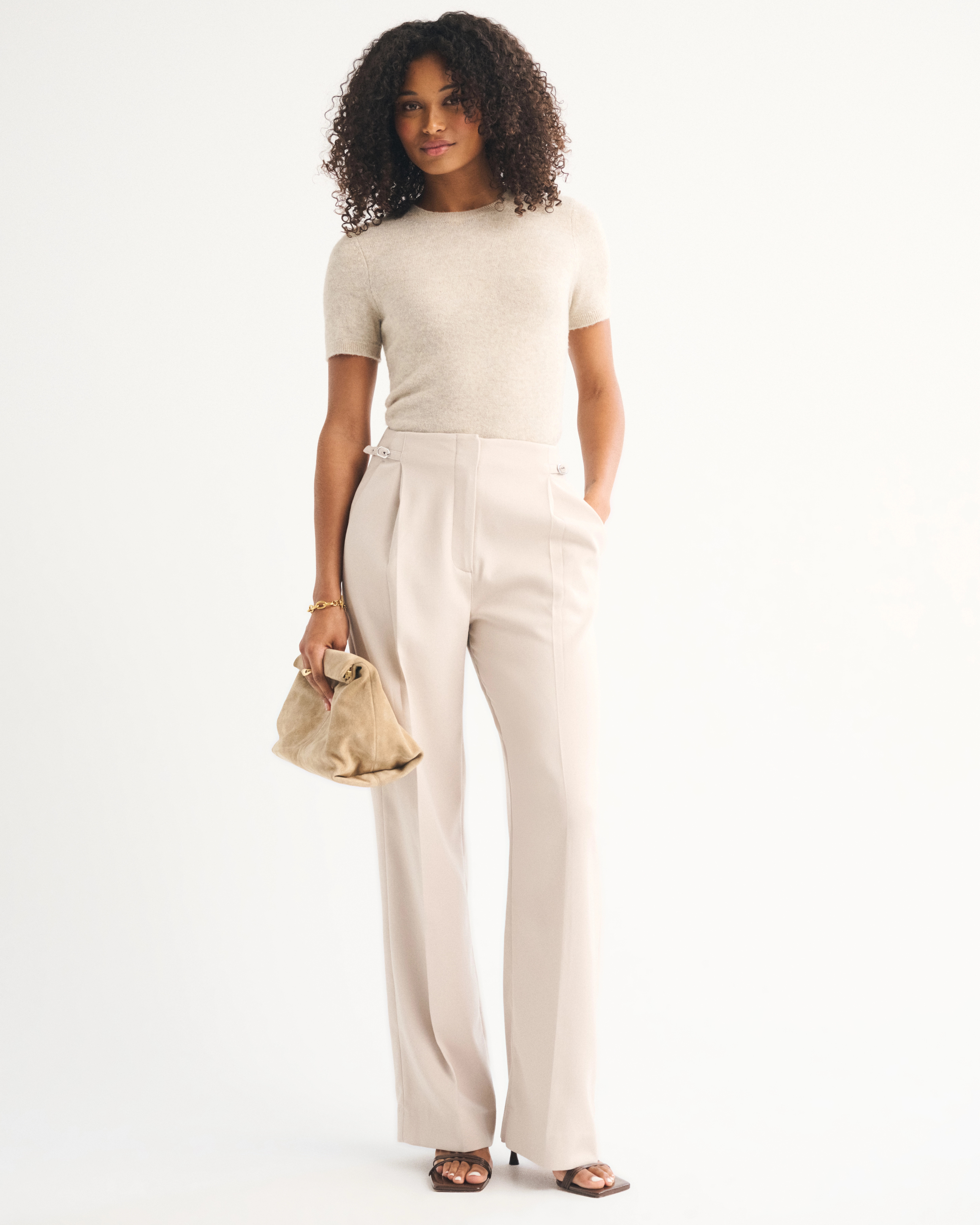 Curve Love A&F Sloane Tailored Hardware Wide Leg Pant | Abercrombie & Fitch (US)