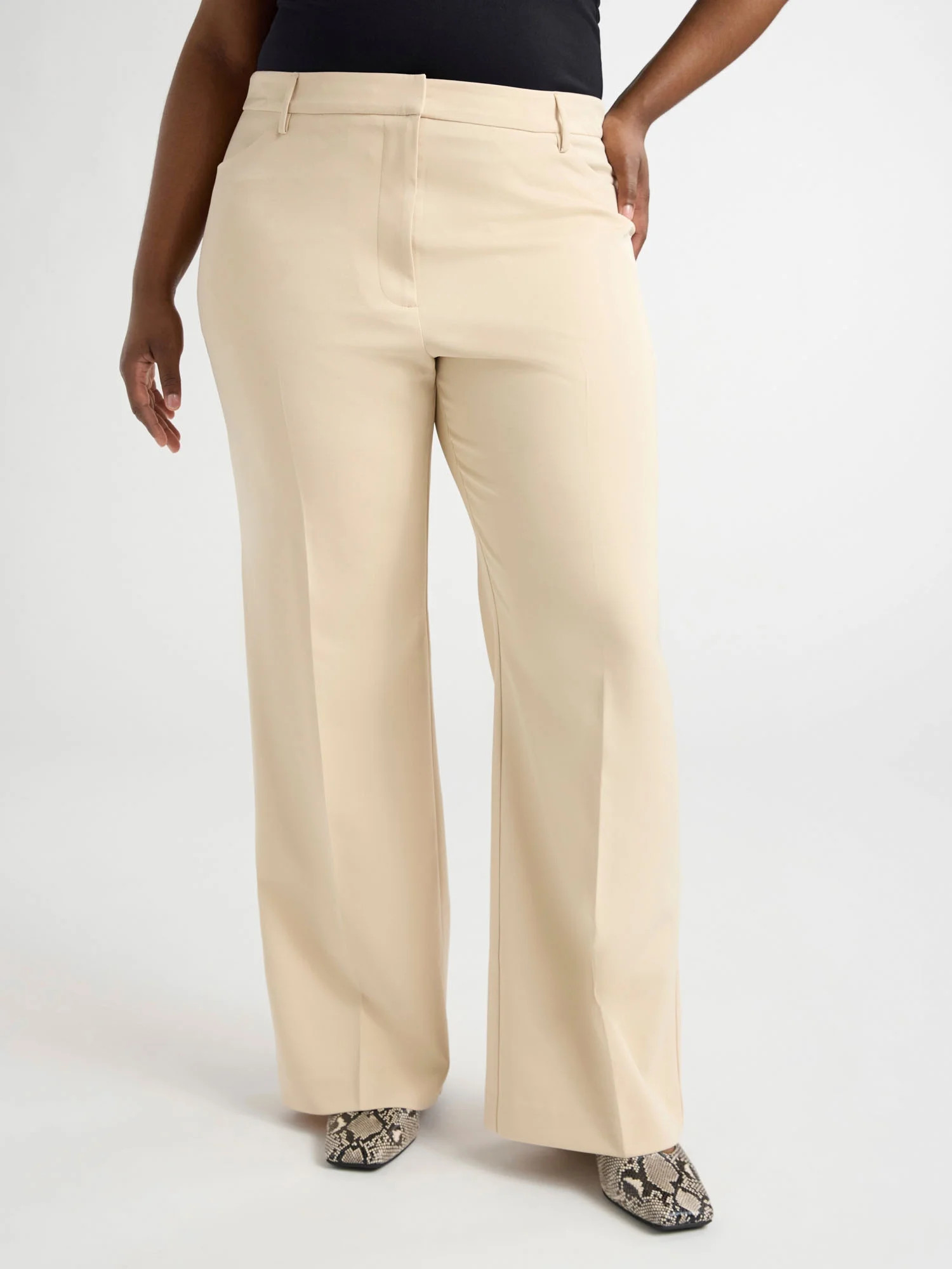 Scoop Women's and Women’s Plus Crepe High Rise Bootcut Suit Pants, Sizes 0-28 | Walmart (US)