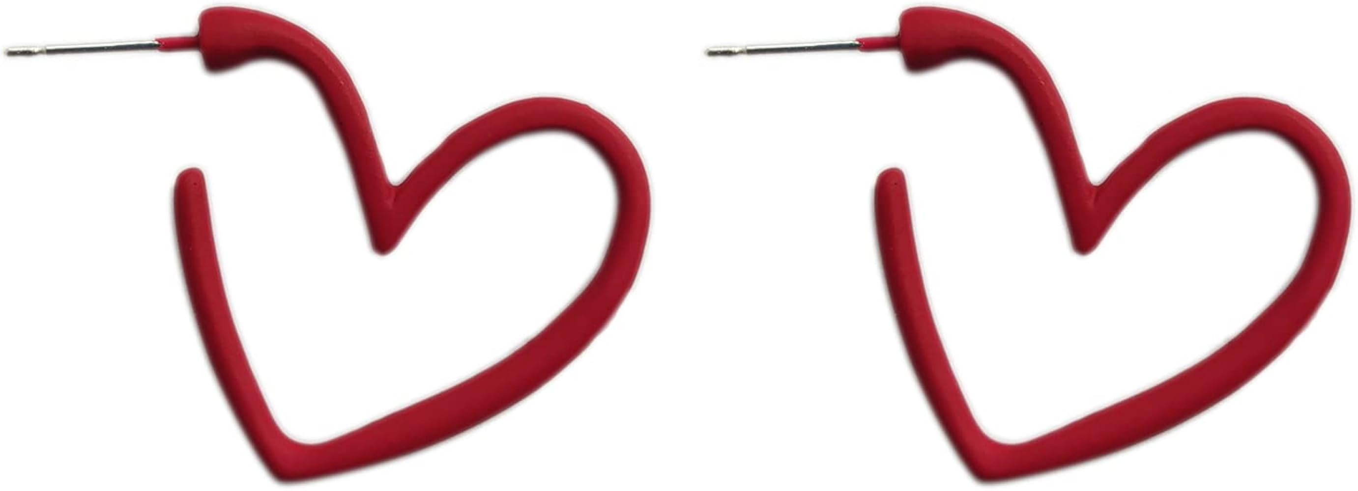 ROSTIVO Heart Hoop Stud Earrings for Women Cute Valentine's Day Dangle Earrings (Red) | Amazon (US)